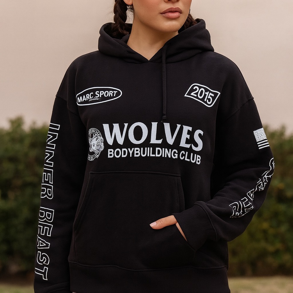 Black Wolves Bodybuilding Club Hoodie View 5